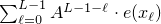 $\sum_{\ell=0}^{L-1} A^{L-1-\ell} \cdot e(x_\ell)$